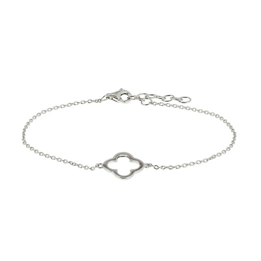armband bloem 1,2 mm 16,5 + 2,5 cm zilver gerhodineerd