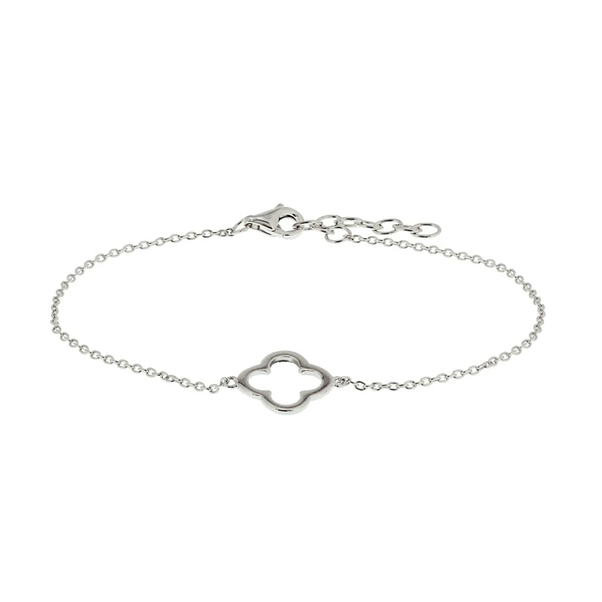 armband bloem 1,2 mm 16,5 + 2,5 cm zilver gerhodineerd