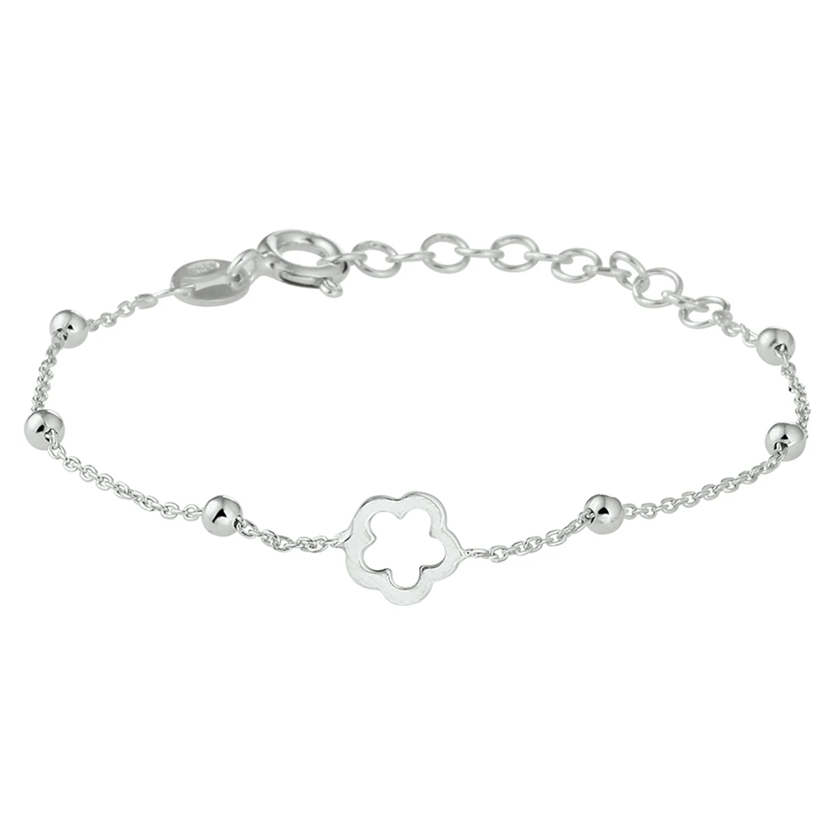 armband bloem 13 + 3 cm zilver gerhodineerd