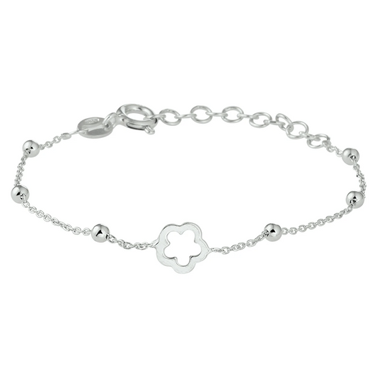 armband bloem 13 + 3 cm zilver gerhodineerd