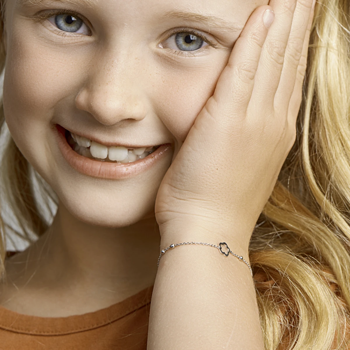 armband bloem 13 + 3 cm zilver gerhodineerd