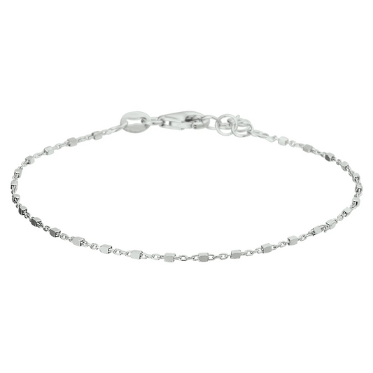 armband blokjes 1,1 mm 17 + 2 cm zilver gerhodineerd