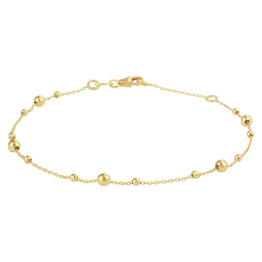 armband bolletjes 0,8 mm 16,5 - 18,5 cm 14K geelgoud