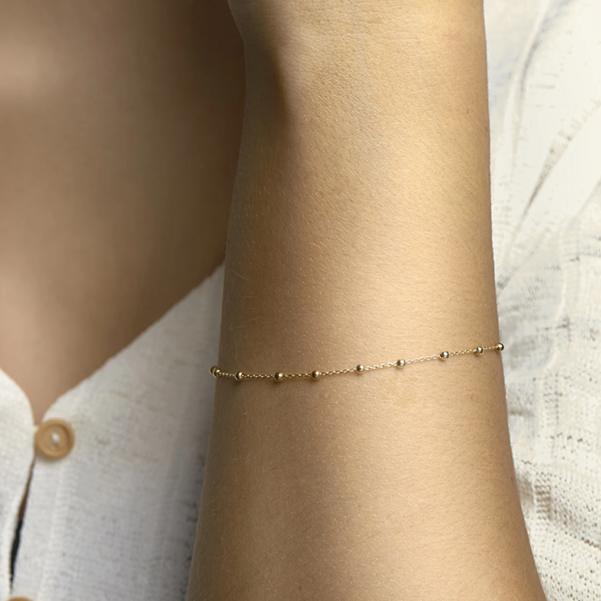 armband bolletjes 0,9 mm 18 cm 14K geelgoud