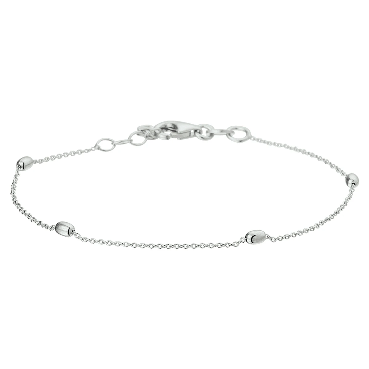armband bolletjes 1,0 mm 17+ 2 cm zilver gerhodineerd