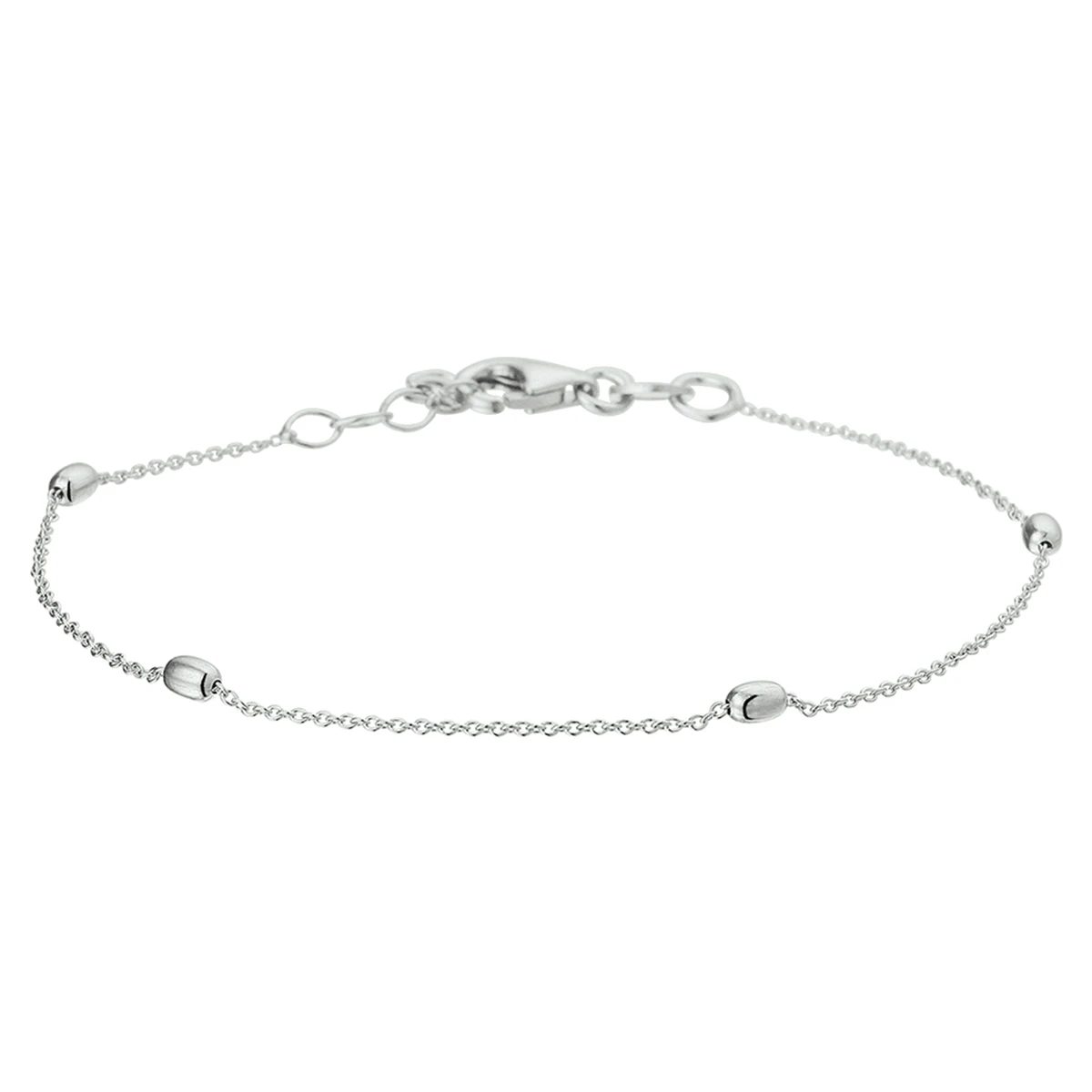 armband bolletjes 1,0 mm 17 + 2 cm zilver gerhodineerd