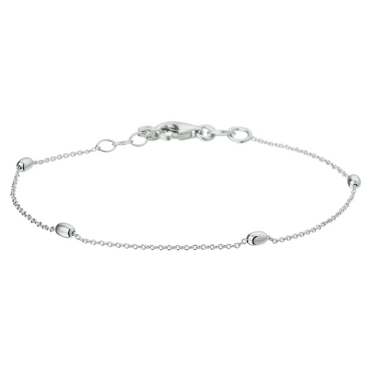 armband bolletjes 1,0 mm 17 + 2 cm zilver gerhodineerd