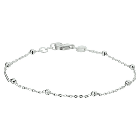 armband bolletjes 1,2 mm 17 + 2 cm zilver gerhodineerd