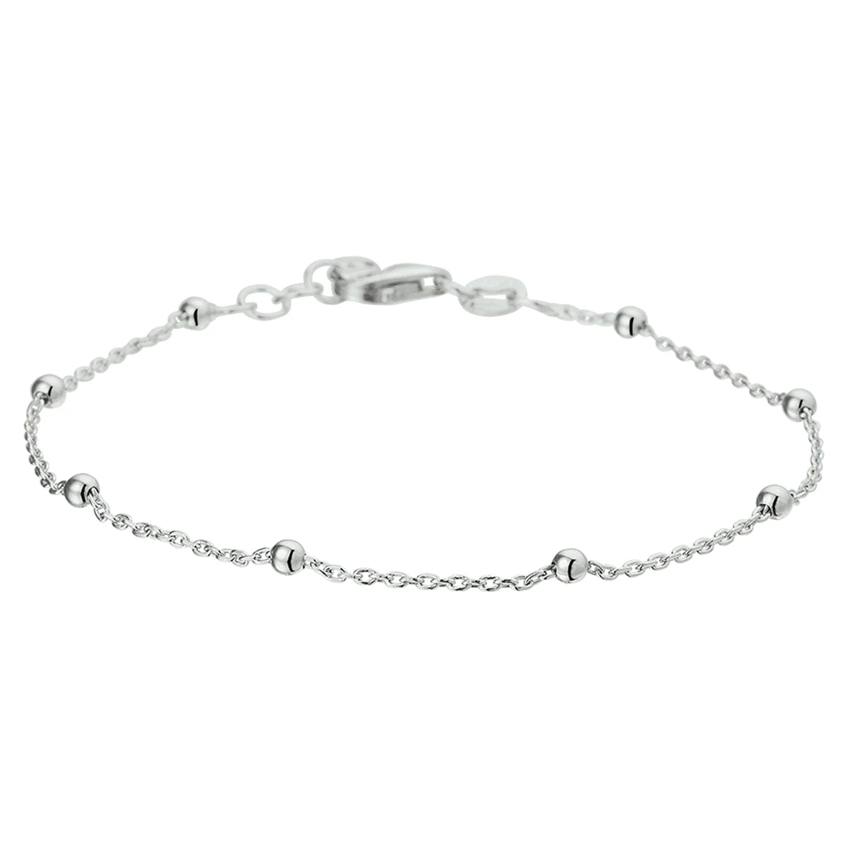 armband bolletjes 1,2 mm 17 + 2 cm zilver gerhodineerd