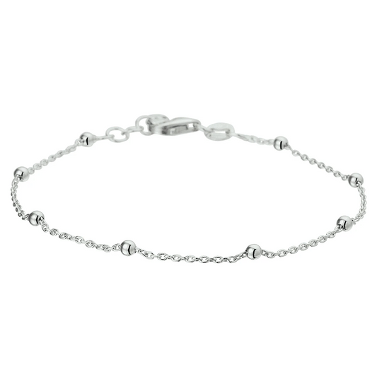 armband bolletjes 1,2 mm 17 + 2 cm zilver gerhodineerd