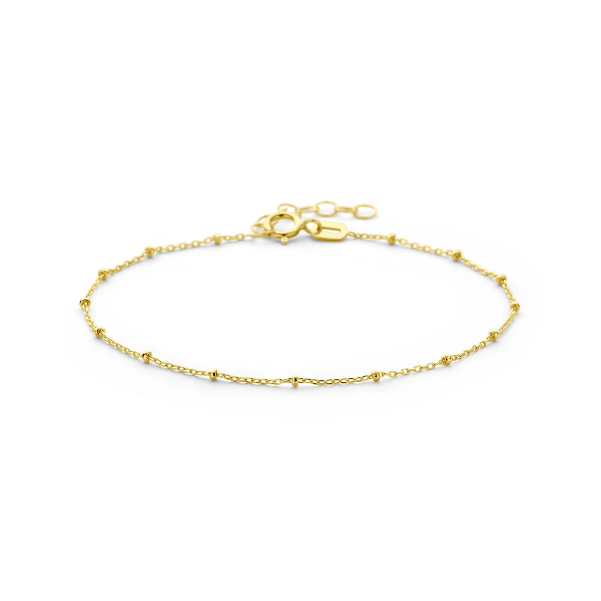 armband bolletjes 1,3 mm 16 + 2 cm 14K geelgoud