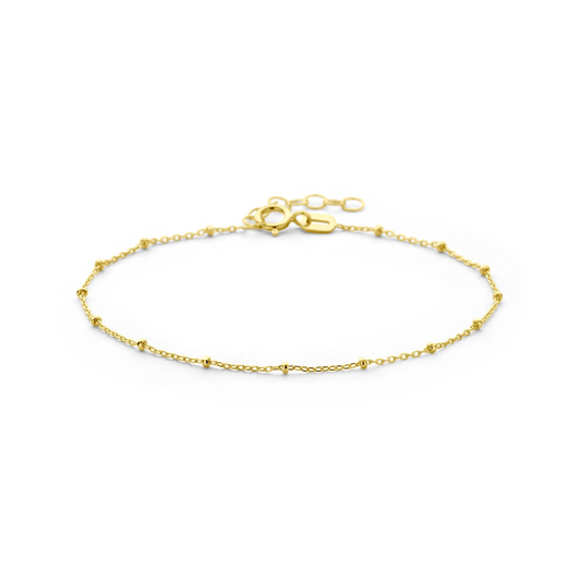 armband bolletjes 1,3 mm 16 + 2 cm 14K geelgoud