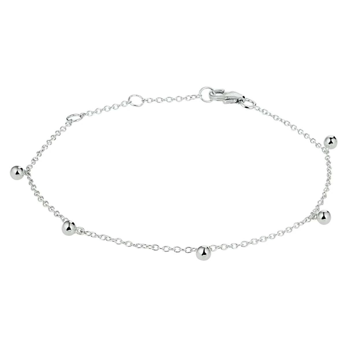 armband bolletjes 16 - 17,5 - 19 cm zilver gerhodineerd