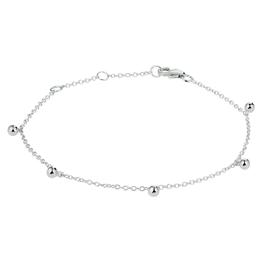 armband bolletjes 16 - 17,5 - 19 cm zilver gerhodineerd