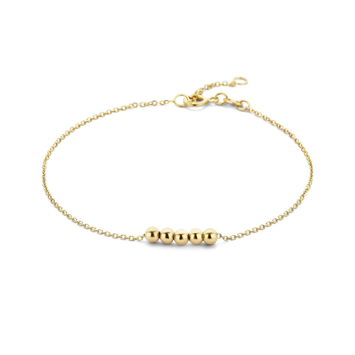 armband bolletjes 16,5 - 18,5 cm 14K geelgoud