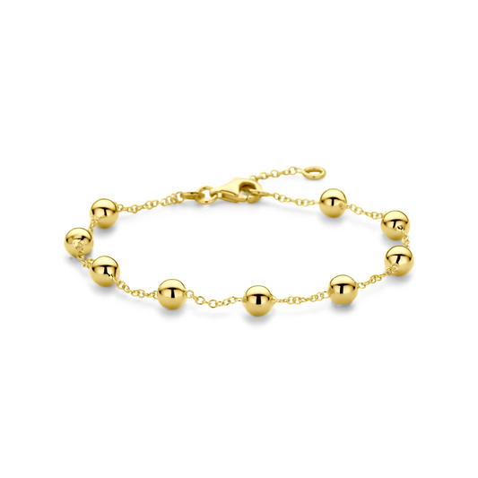 armband bolletjes 17 - 19 cm 14K geelgoud