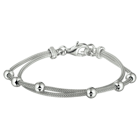 armband bolletjes 18 + 2,5 cm zilver gerhodineerd