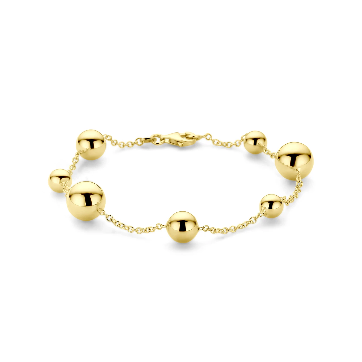armband bolletjes 19 cm 14K geelgoud
