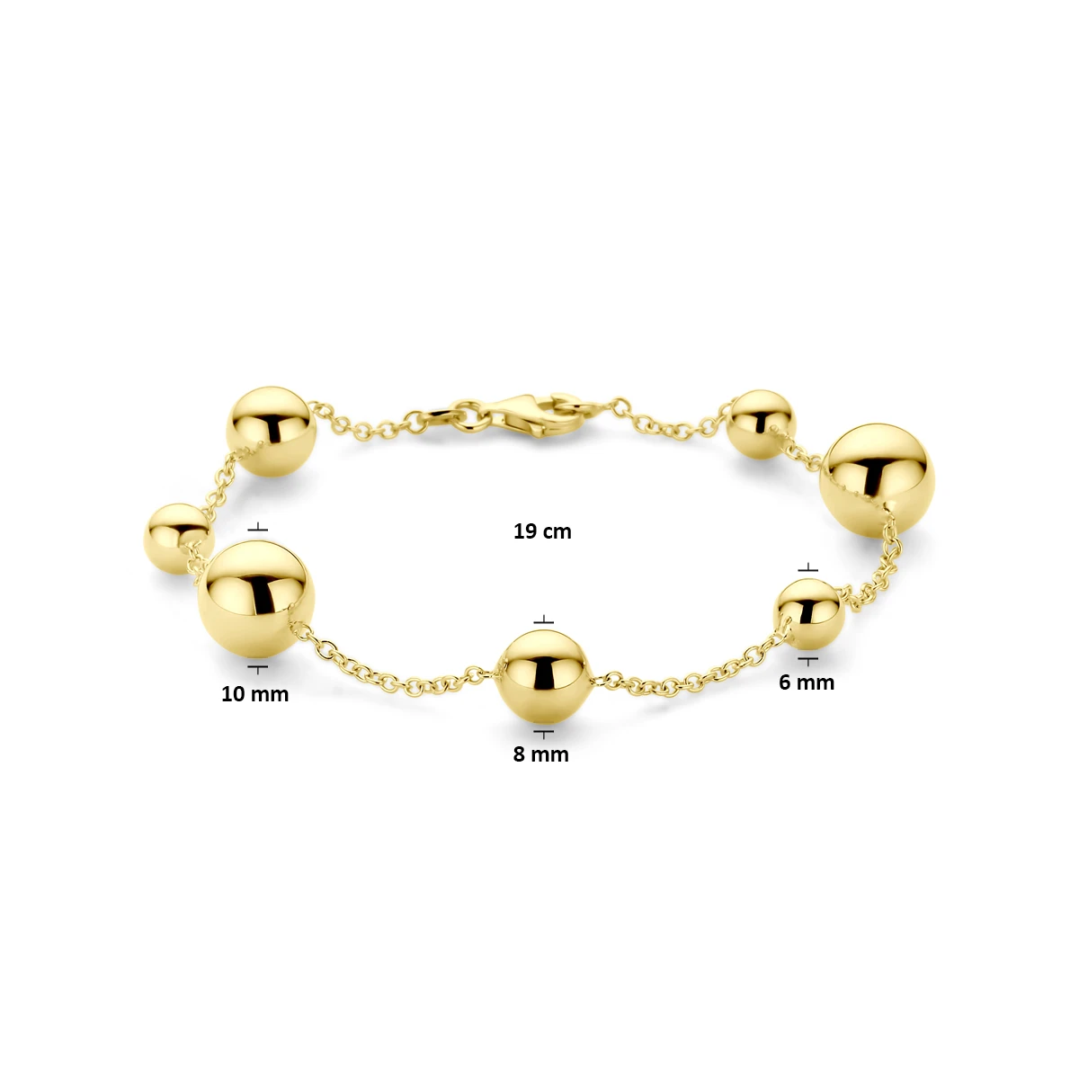 armband bolletjes 19 cm 14K geelgoud