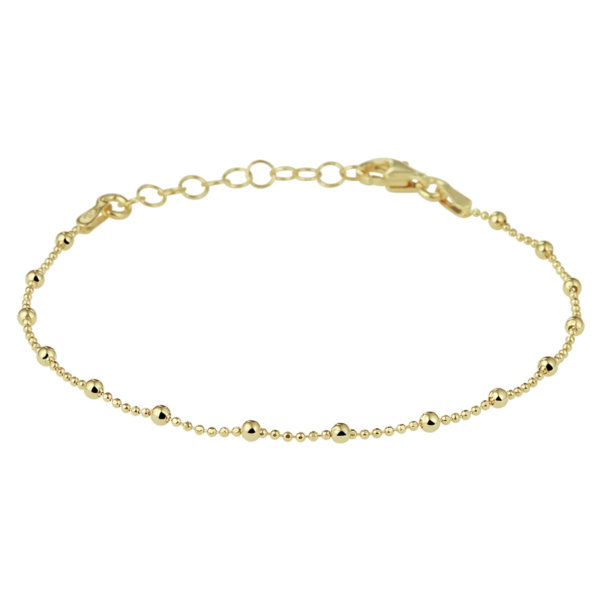 armband bolletjes 2,0 mm 16 + 3 cm 3 micron zilver verguld (geel)