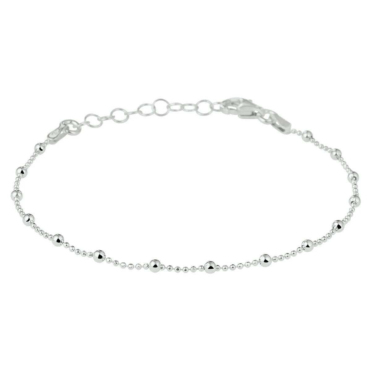 armband bolletjes 2,0 mm 16 + 3 cm zilver gerhodineerd