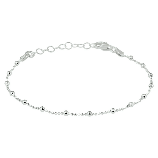 armband bolletjes 2,0 mm 16 + 3 cm zilver gerhodineerd