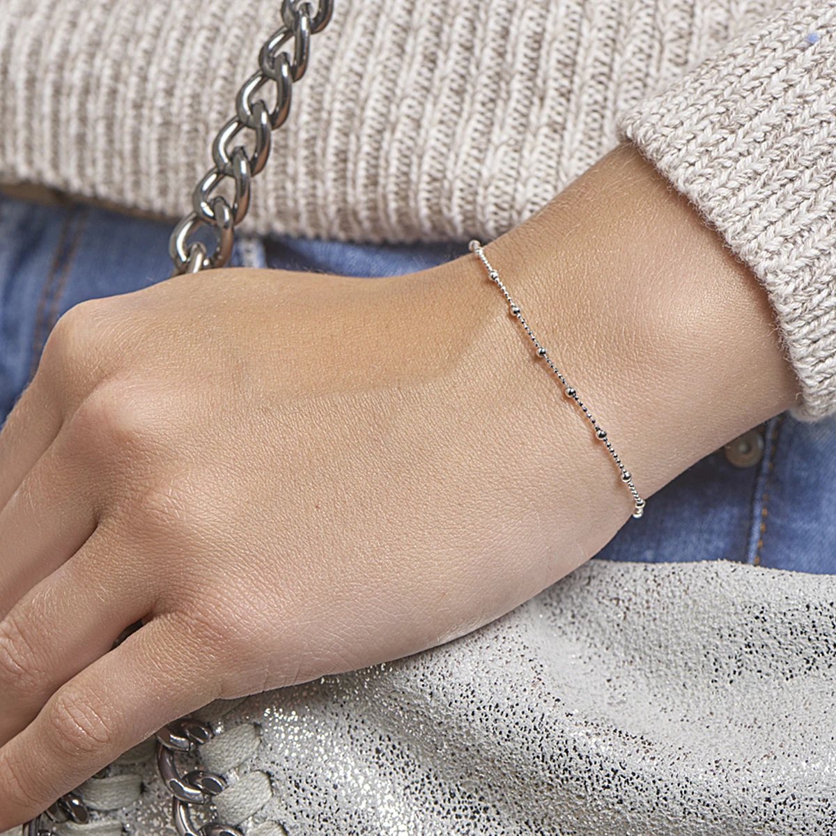 armband bolletjes 2,0 mm 16 + 3 cm zilver gerhodineerd