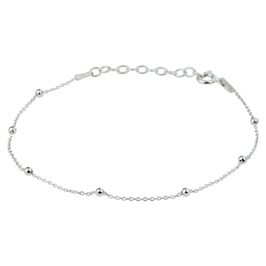 armband bolletjes 2,0 mm 16 + 3 cm zilver gerhodineerd