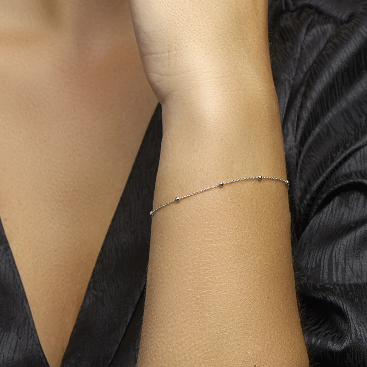 armband bolletjes 2,0 mm 16 + 3 cm zilver gerhodineerd