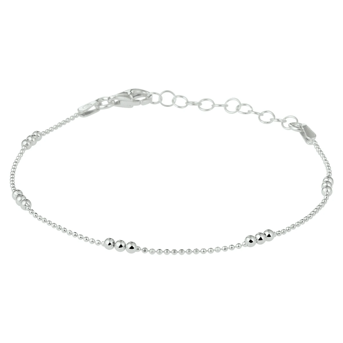armband bolletjes 2,0 mm 16 + 3 cm zilver gerhodineerd
