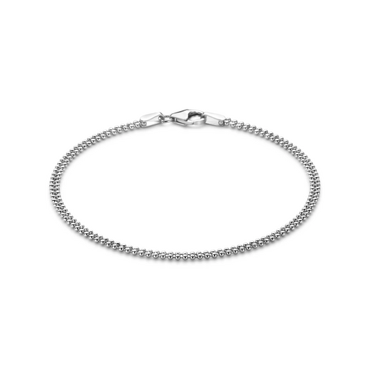 armband bolletjes 2,4 mm 18 cm zilver gerhodineerd