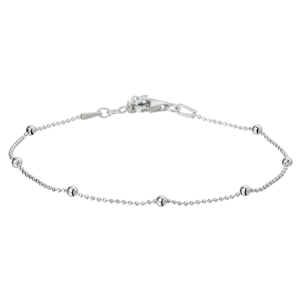armband bolletjes 2,5 mm 17 + 2 cm zilver gerhodineerd