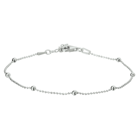armband bolletjes 2,5 mm 17 + 2 cm zilver gerhodineerd