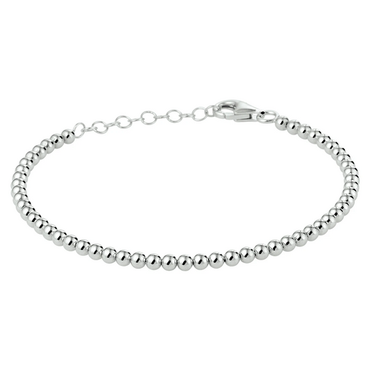 armband bolletjes 3,0 mm 16 + 3 cm zilver gerhodineerd