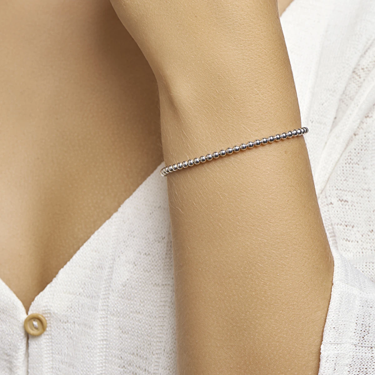 armband bolletjes 3,0 mm 16 + 3 cm zilver gerhodineerd