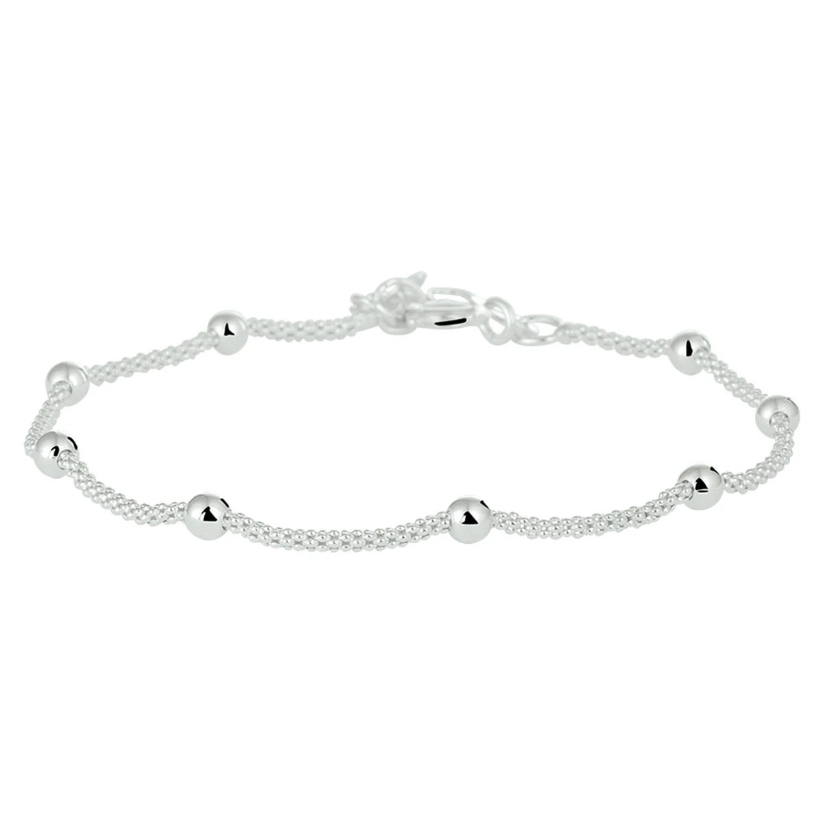 armband bolletjes 3,0 mm 18 + 3 cm zilver wit