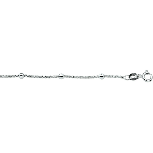 armband bolletjes 3,0 mm 18 cm zilver gerhodineerd