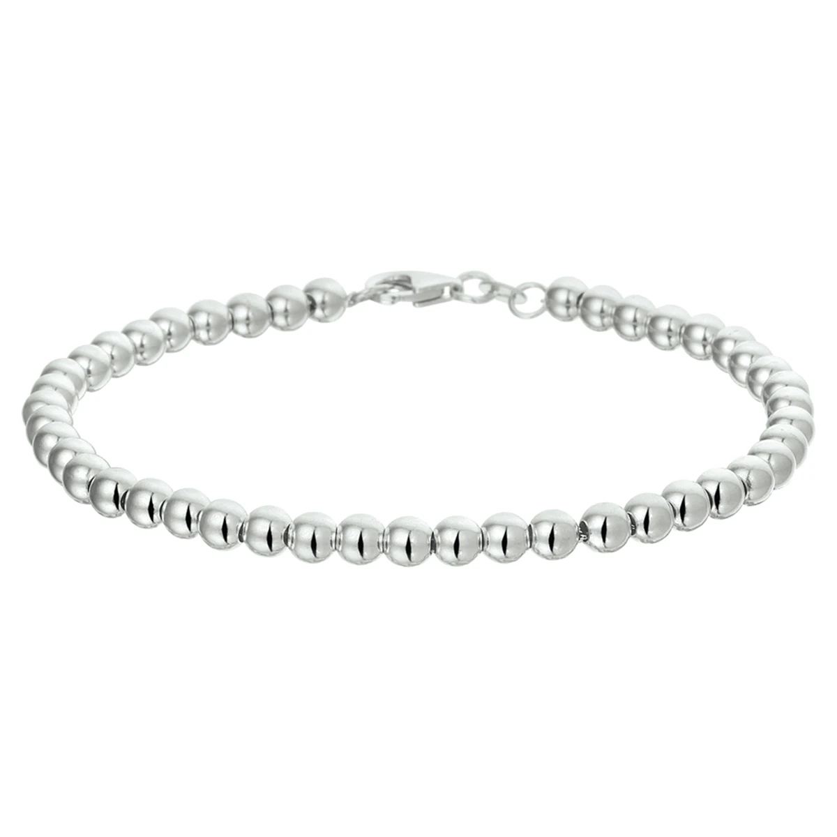 armband bolletjes 4,0 mm 19 cm zilver gerhodineerd