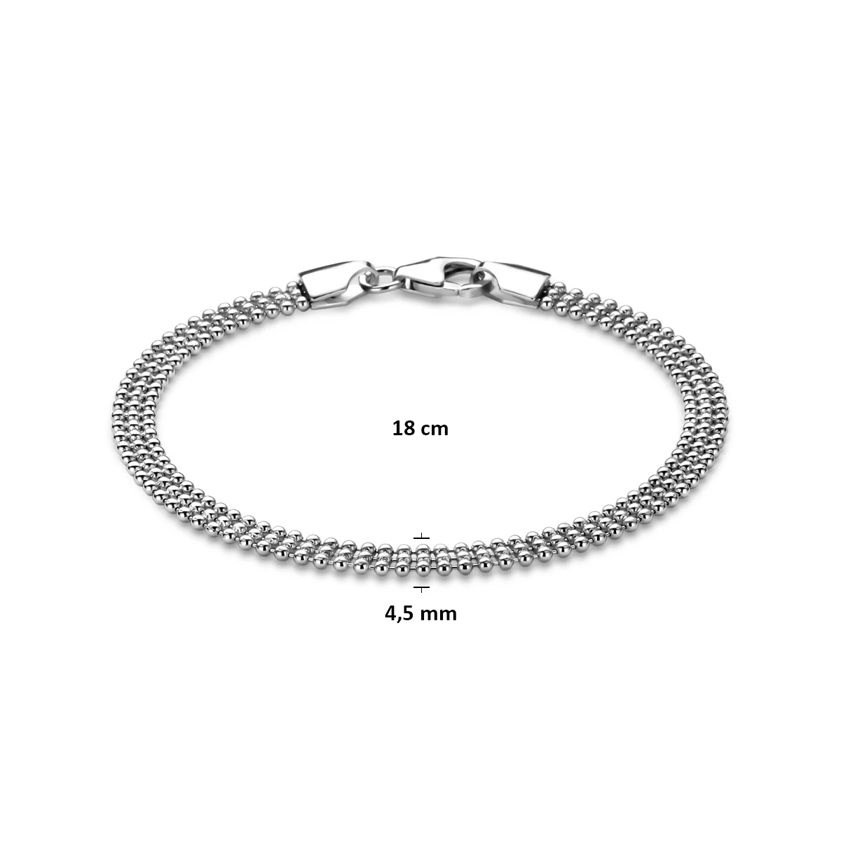 armband bolletjes 4,5 mm 18 cm zilver gerhodineerd
