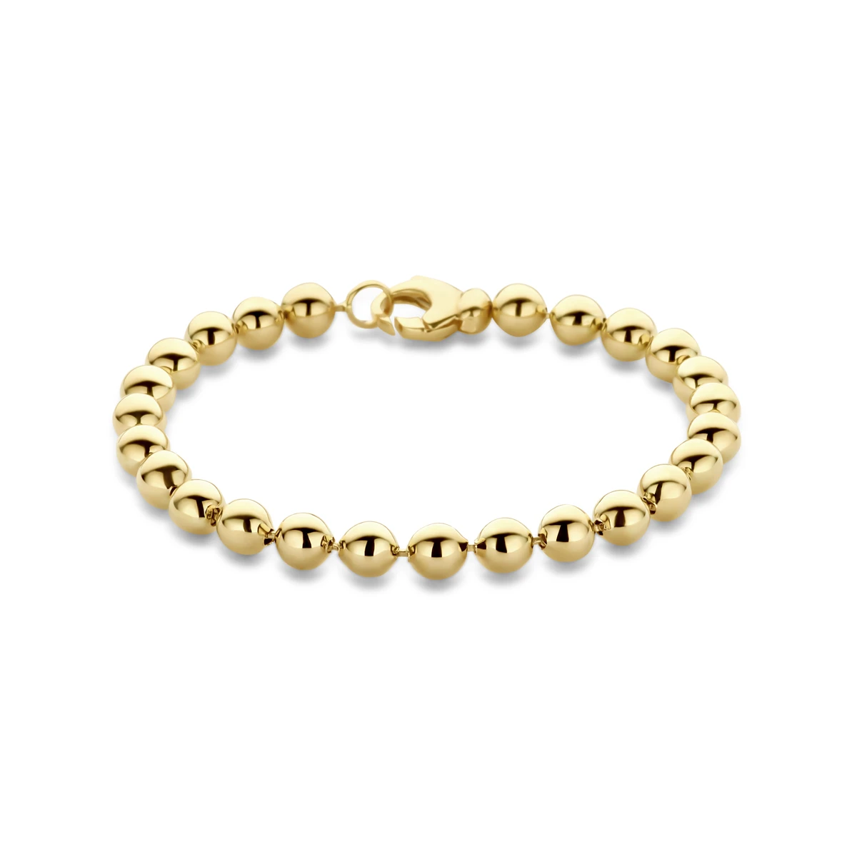 armband bolletjes 6 mm 19 cm 14K geelgoud
