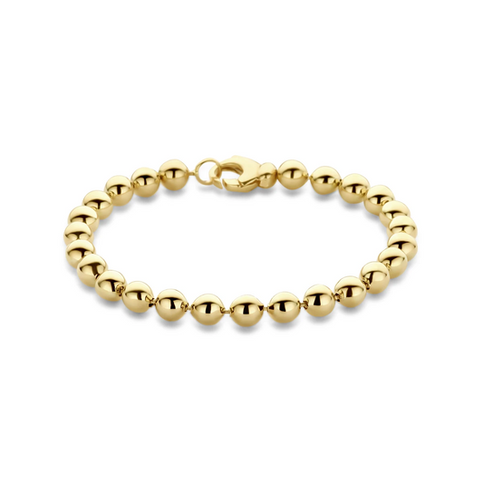 armband bolletjes 6 mm 19 cm 14K geelgoud