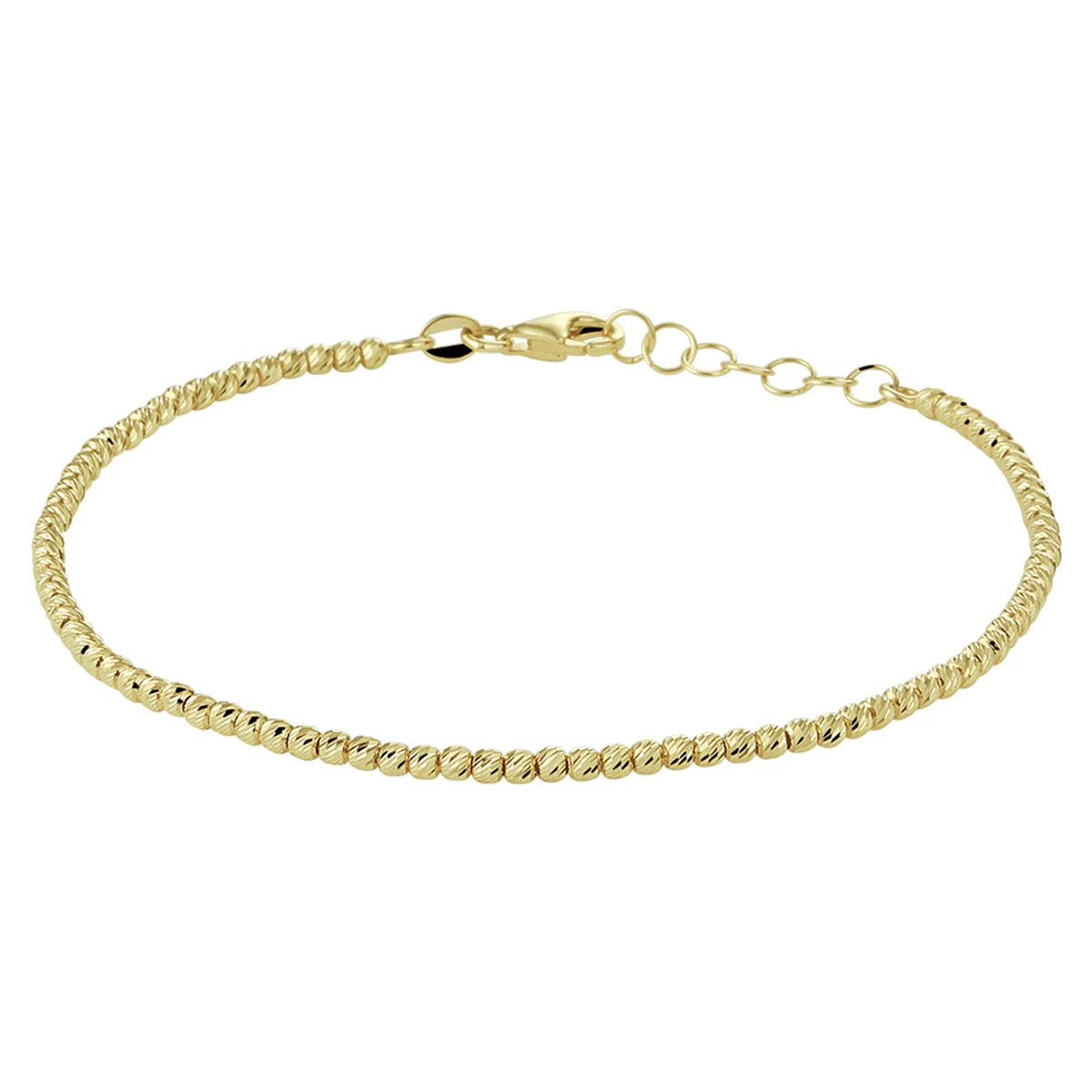 armband bolletjes gediamanteerd 2,0 mm 17 + 2 cm 14K geelgoud