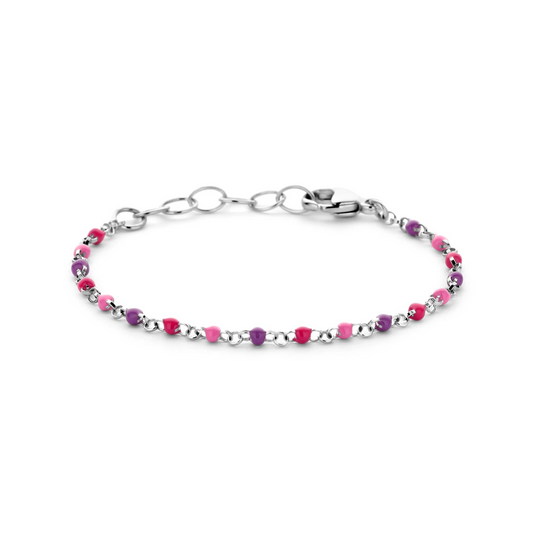 armband bolletjes gekleurd emaille 11 + 2 cm zilver gerhodineerd