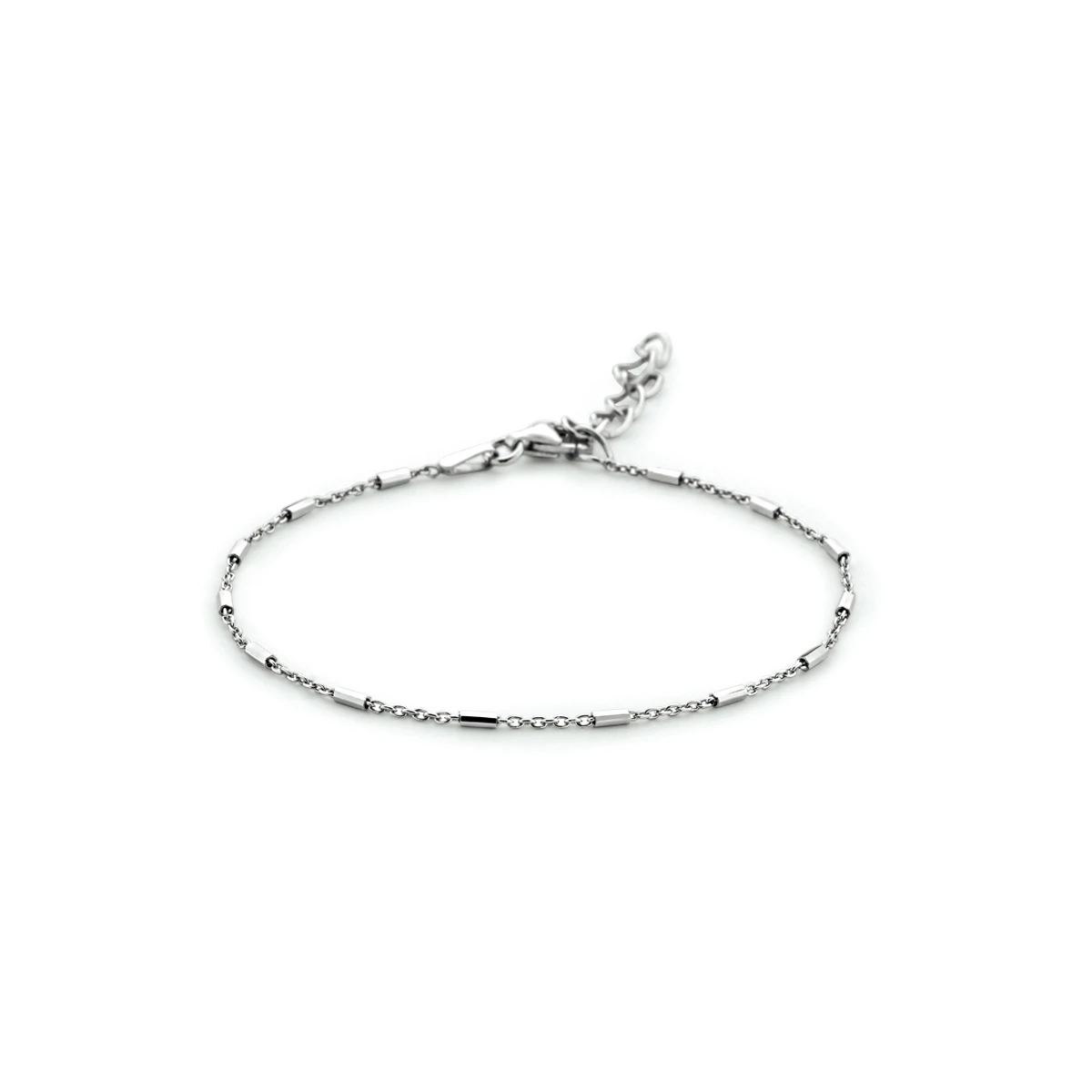 armband buisjes 1,3 mm 16 + 3 cm zilver gerhodineerd