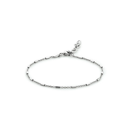 armband buisjes 1,3 mm 16 + 3 cm zilver gerhodineerd