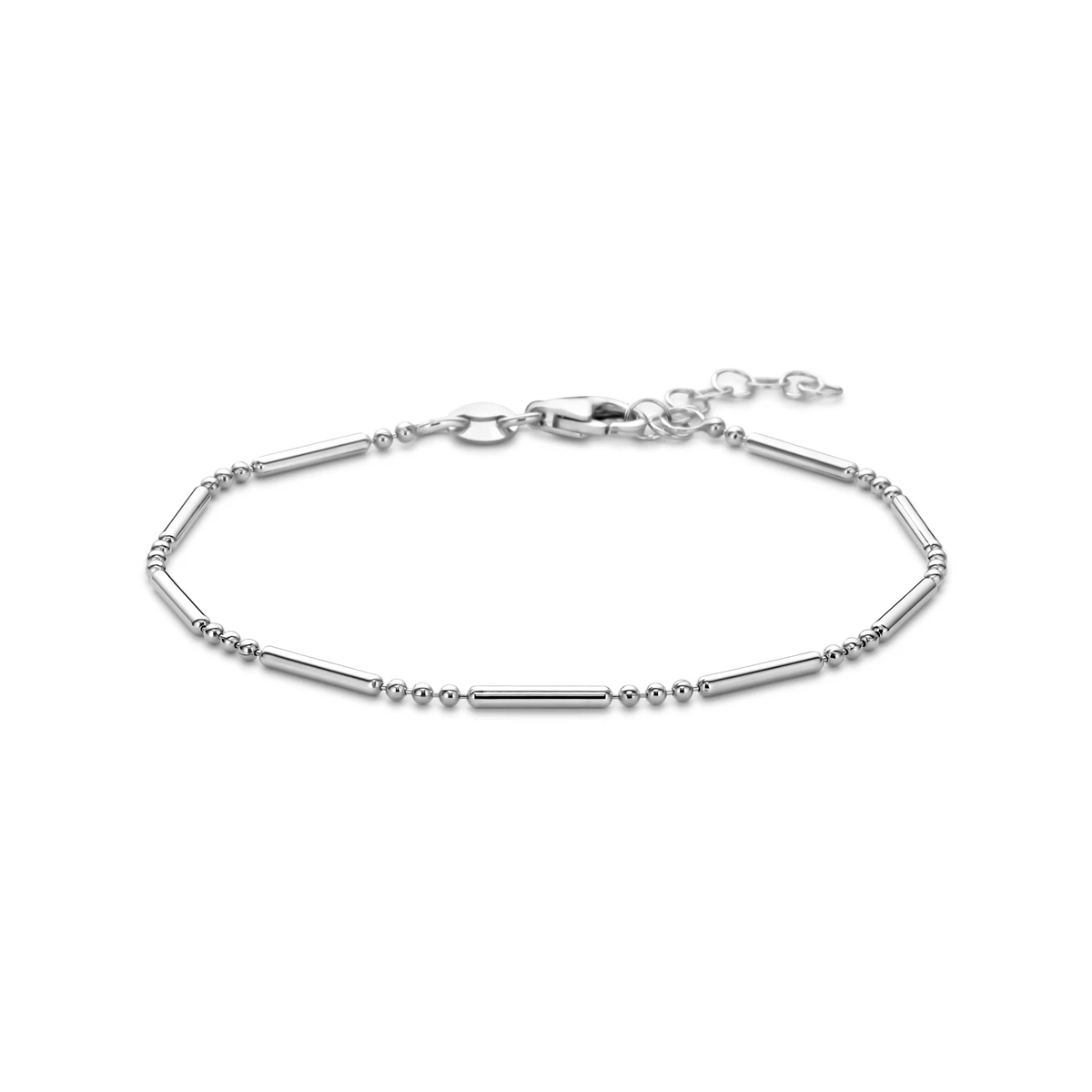 armband buisjes 1,5 mm 17 + 2 cm zilver gerhodineerd