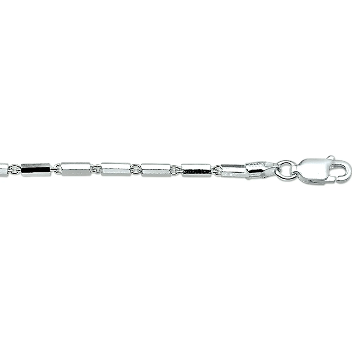 armband buisjes 2,0 mm 18 cm zilver gerhodineerd