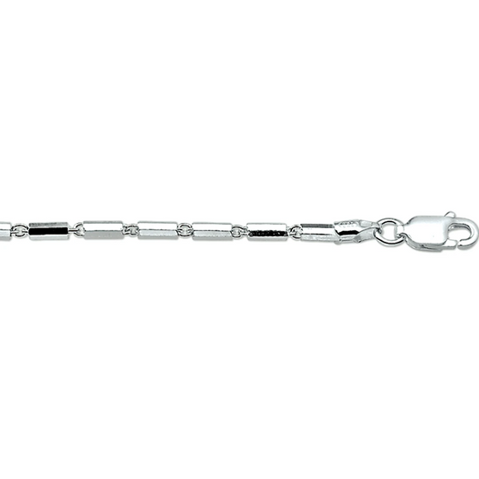 armband buisjes 2,0 mm 18 cm zilver gerhodineerd