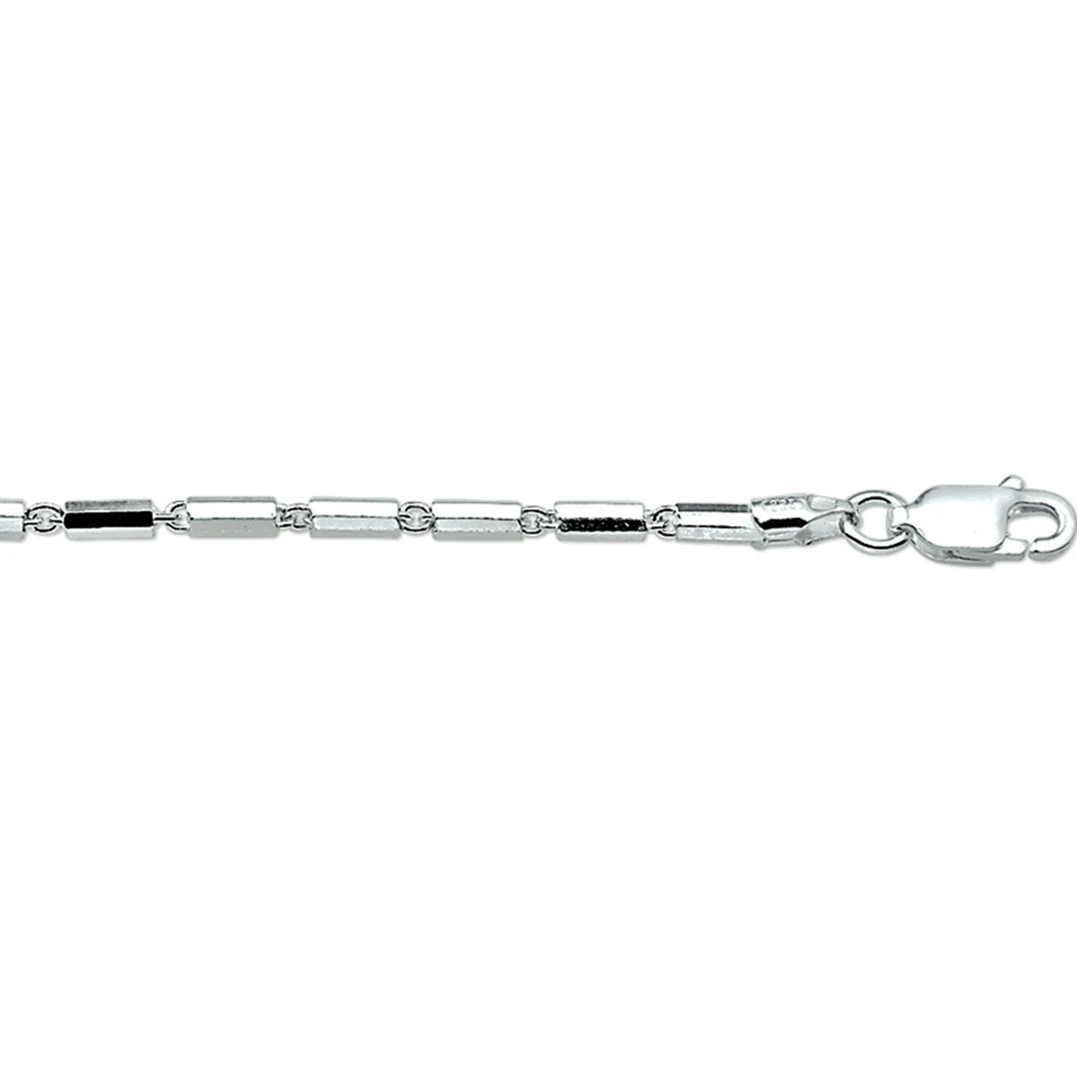 armband buisjes 2,0 mm 18 cm zilver gerhodineerd