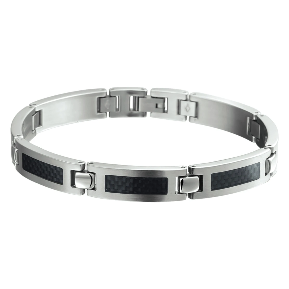 armband carbon poli/mat 9 mm 21 cm edelstaal